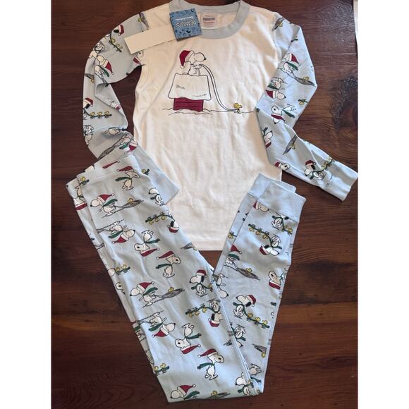 Hanna Andersson Pajamas Unisex Ice Skating Snoopy Holiday Peanuts Kids 12 NWT - Picture 1 of 16